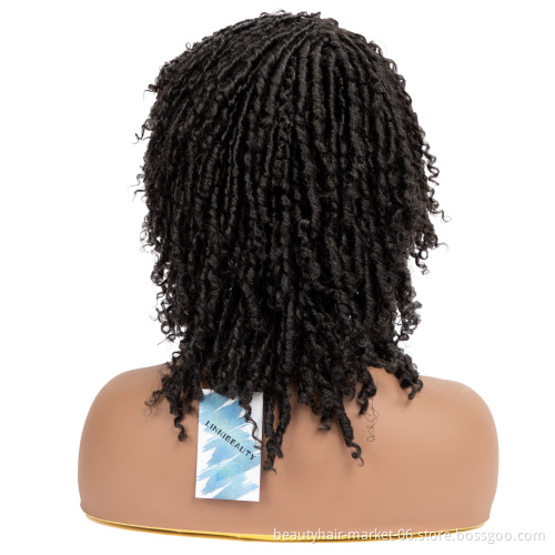 LinniBeauty Cheap Synthetic Hair Wigs for Black Women African Short Dreadlocks Wig Faux Locs Crochet Hair Braided Wigs